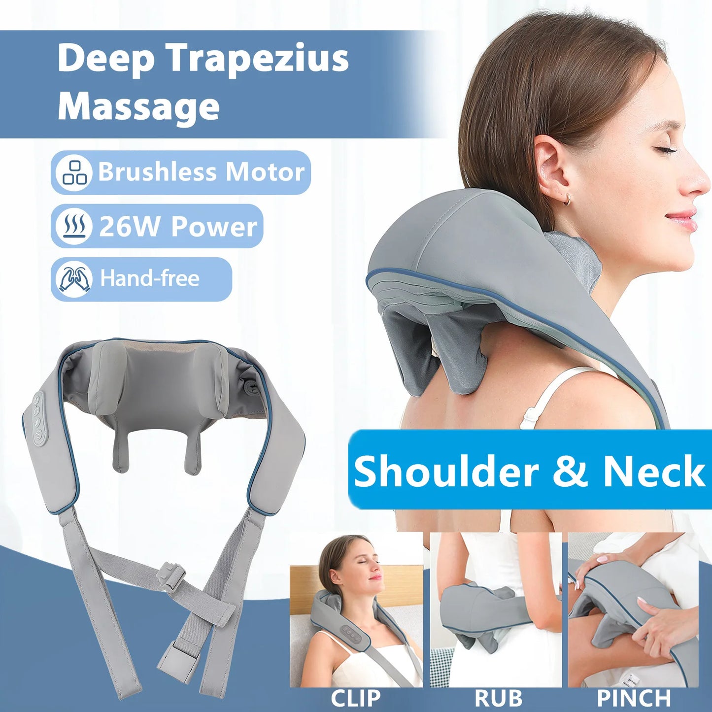 26W Wireless Neck & Shoulder Kneading Massager Shawl