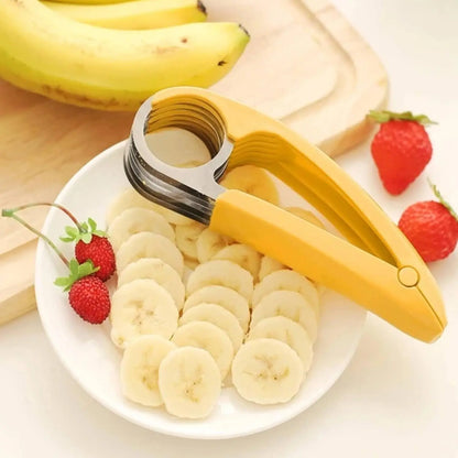 Banana Slicer, ABS + 304 Stainless Steel Fruit Salad Peeler Cutter Kitchen Tools For Banana, Hotdog, Strawberry, Cucumber