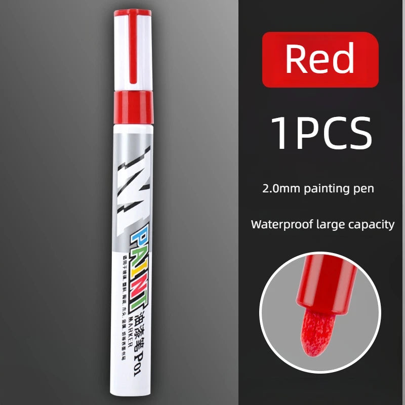Car paint scratches repair brush pen waterproof water paint marker pen car tire tread care automotive  black white red silver