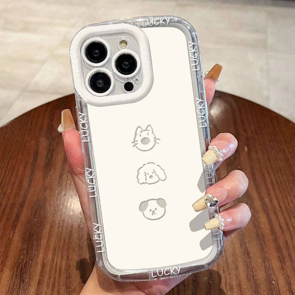 Cut Cat Aninal Phone Case For iPhone 15 Funda iPhone 16 17 Pro Max 11 13 14 12 7 8 Plus SE 2020 Air 17promax Silicone Soft Cover