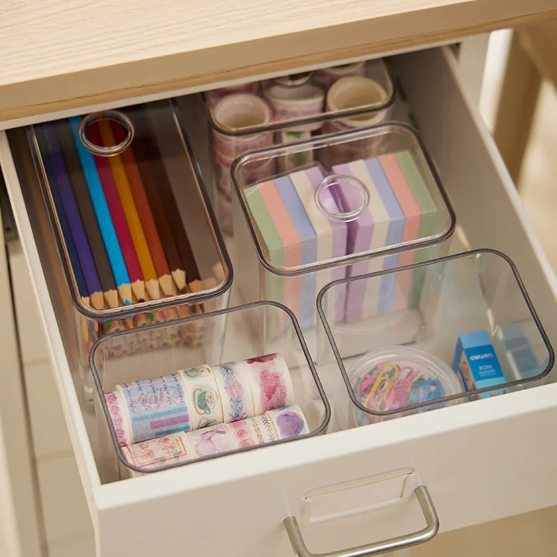 Clear Drawer Organizer Sets Acrylic Box Plastic Storage Box Stationery Makeup Organizer Boxes Transparent Storage Box Bins