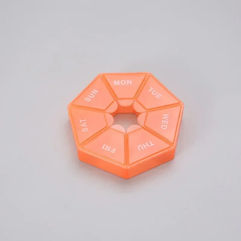 1/2/3Pcs A Week 7 Corners Pill Box Round 7 Boxes For One Week Small Pill Box Mini 7 Days Portable Points Medicine Jewelry Box