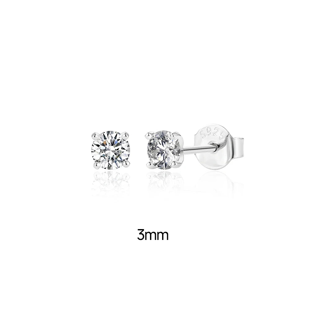 CANNER Moissanite Stud Earrings – 0.5 to 1.2 Carat D Color, 925 Sterling Silve