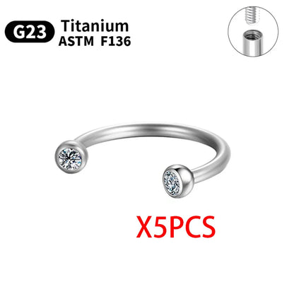 G23 Titanium Piercings Labret Stud Kit – 1/5/10pcs Lip, Nose, Eyebrow, and Cartilage Body Jewelry