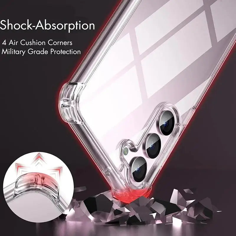 Shockproof Soft Clear TPU Case For Samsung Galaxy S25 S24 S23 S21 FE S22 Plus Ultra Cover For Samsung A13 A26 A56 A36 A54 A53