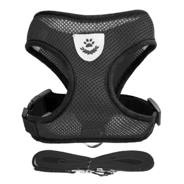 Adjustable Mesh Pet Harness with Leash, Polyester Vest Type Walking Strap for Small Medium Cats Dogs