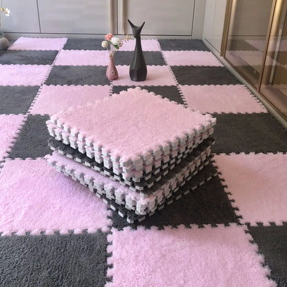Soft Plush Children's Mat EVA Foam Puzzle Mat Long Hair Carpet Infant Developing Mat Rug Puzzle Interlock Keep Warm Playmat 30CM