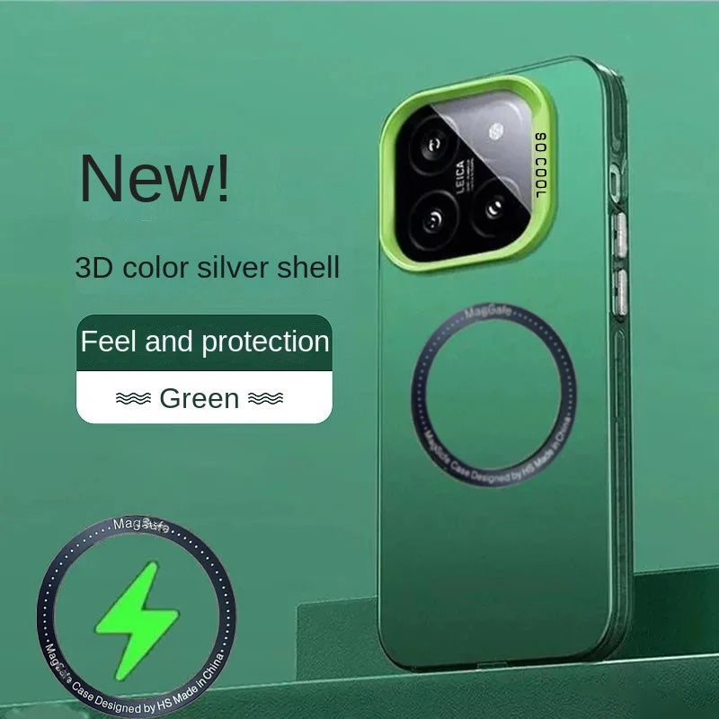 Luxury For Magsafe Wireless Charging Matte Frosted Case For Xiaomi 14 13 13T 14TPro Semi-Transparent Shockproof Protection Cover