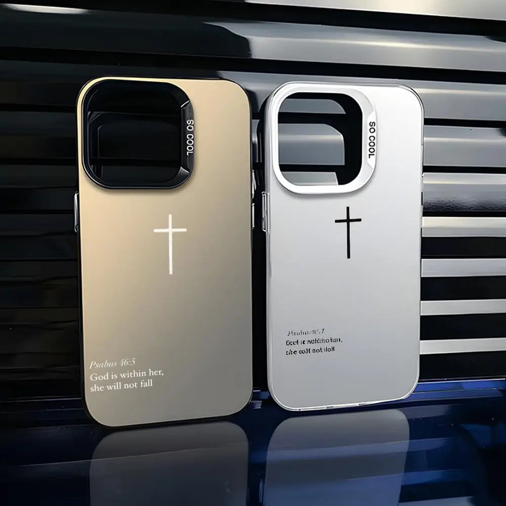 P-Psalm 465: The Cross-S Phone Case iPhone 17/16/15/14/13/12/11 Pro Max Luxury Silver TPU Ultra-Thin Shock-Resistant Case