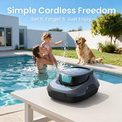 Refurbished AIPER Scuba SE Cordless Pool Cleaner Pool Vacuum with 90-Min Runtime, Smart Self-Parking, Lightweight, Pool Vacuum for Above Ground Flat Pools up to 860 Sq.ft, Starry Gray & Teal