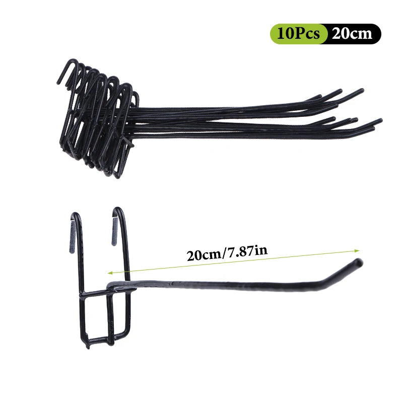 10Pcs Durable 5/10/15/20cm Screen Hooks 3.3mm Thickness Supermarket Iron Wire Mesh Hanging Hooks Iron Grid Hooks For Screen Grid