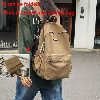 2025 New Foldable Backpack for Women, Large Capacity Backpack, Simple Korean Version Computer Backpack
