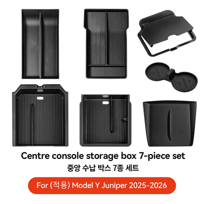 For Tesla Model 3/Y/YL Highland Juniper 2026 Center Armrest Hidden Storage Box Cup Holder Console Organizer Box Accessories