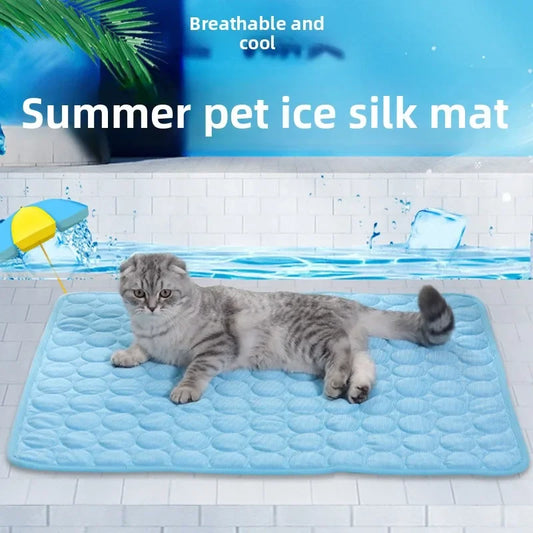 Summer Pet Ice Pad Cool Sleeping Mat Breathable Ice Silk Washable Pet Bed Durable Dog Cat Cushion Pet Supplies for Home Outdoor