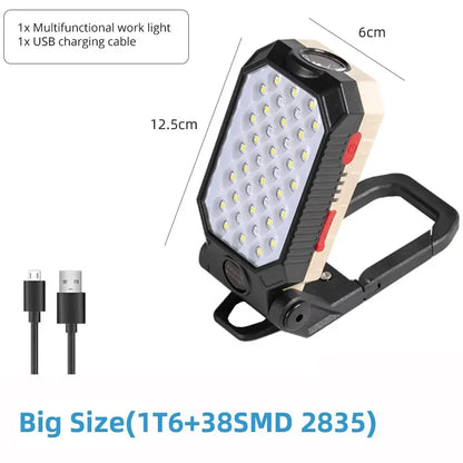 4000MaH Rechargeable Work Light 30W Super Bright COB Flashlight With Magnetic Portable Outdoor Power Bank Camping Emergency Lamp