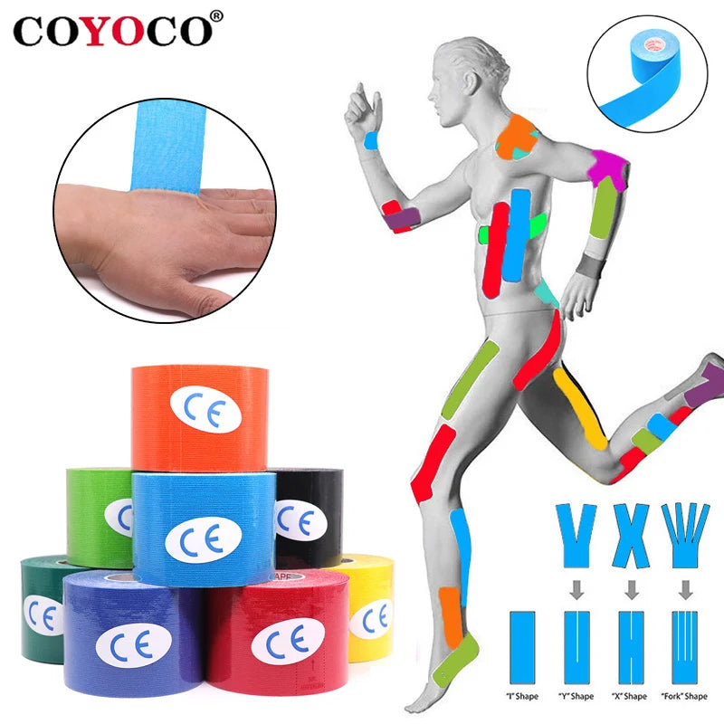 2.5cm/5cm Kinesiology Tape Athletic Bands 5m Sport Recovery Strapping Gym Waterproof Tennis Muscle Pain Relief Knee Bandage