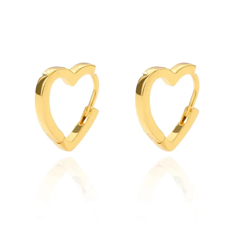 Heart Stainless Steel Earrings for Women – Gold Color Hoop Earring with Zircon, Waterproof & Trendy
