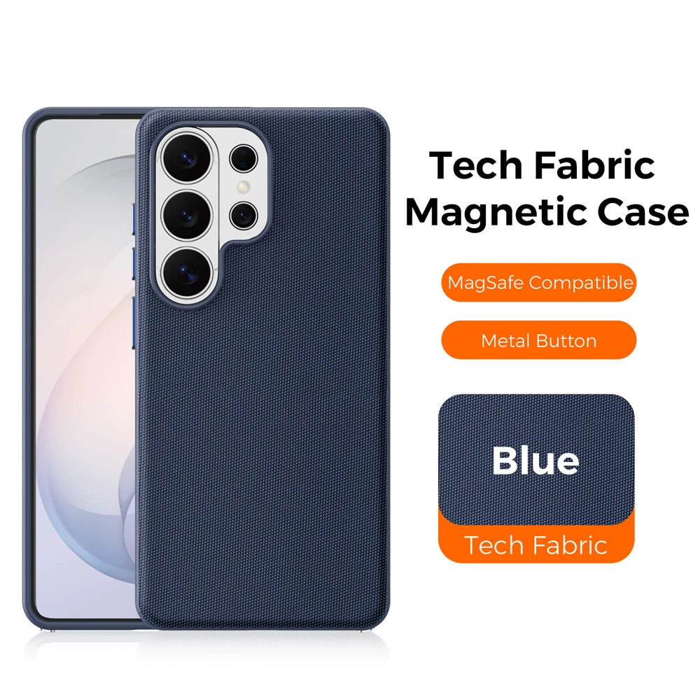 Magnetic Tech Fabric Phone Case For Samsung Galaxy S24 S25 S26 Ultra For Magsafe Wireless Charging TechWoven Anti-Slip Cover