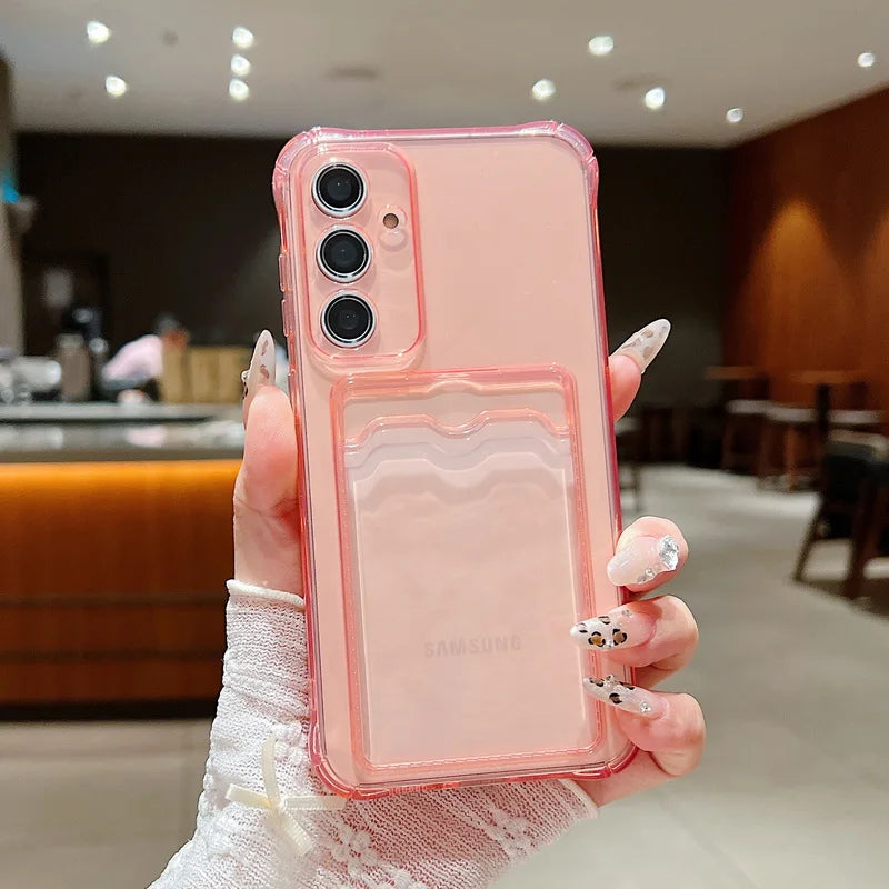 Case For Samsung Galaxy S25 Edge S26 S22 S23 S24 Ultra S24 S25 FE A57 A37 A17 A56 A55 A54 A15 A36 A26 Card Bag Clear Phone Cover