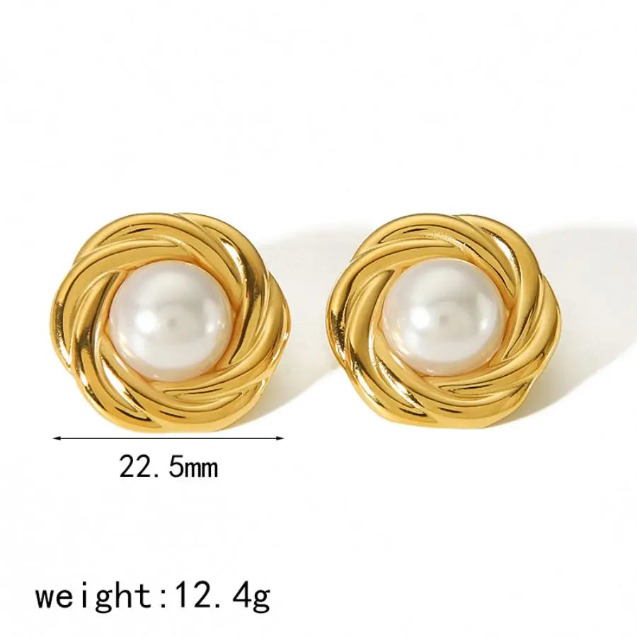 Tiger-Eye Natural Stone Earrings – 18K Gold Plated Stainless Steel, Waterproof