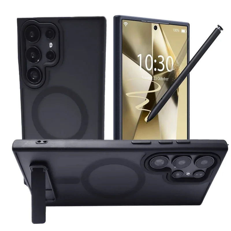 UYUXIO Magnetic Mobile Phone Case with Kickstand for Samsung Galaxy S26 S25 S24 S23 Ultra FE S22 Plus Stand Cases with Holder