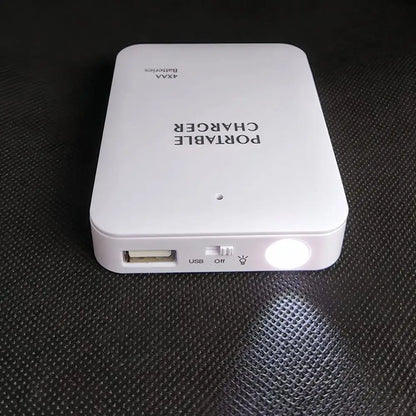 4 AA Portable Charger USB Battery Power Bank LED Light Outdoor Camping Emergency Charger for Phone Mountaineering Hiking