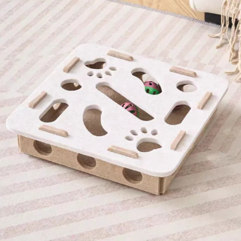 Indoor Cat Puzzle Toy Felt Exercise Box with Ball - Entertainment And Hunting Simulation for Cats Sports And Entertainment