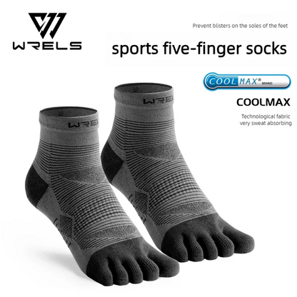 WRELS Coolmax Sports Socks Comfy Elastic Shock-proof Breathable Run Knitted Socks High Performance Athletic Five Toe Socks