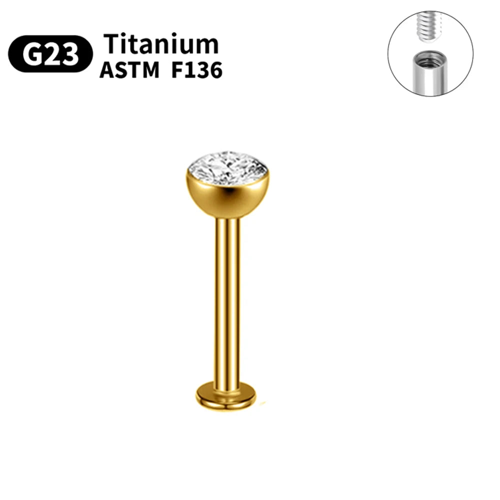 G23 Titanium Piercings Labret Stud Kit – 1/5/10pcs Lip, Nose, Eyebrow, and Cartilage Body Jewelry