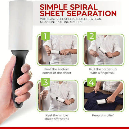 Reusable Lint Roller for Pet Hair - Sticky Adhesive Dust Remover for Furniture Clothes, Household Cleaning Tool with Handle (120