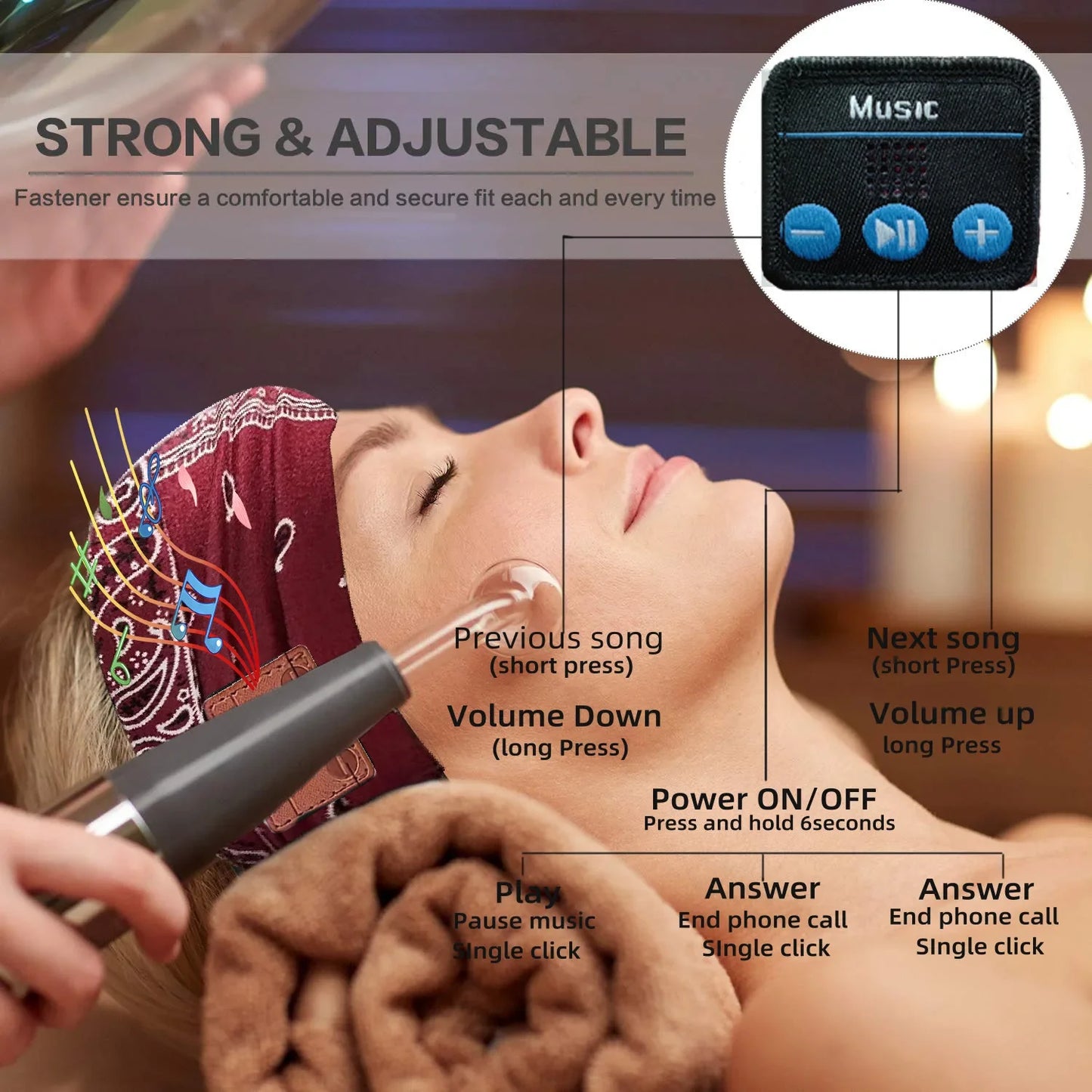 Bluetooth Earphones Sports Sleeping Headband Wireless Headphones Music Eye Mask Wireless Bluetooth Headset Headband with Mic