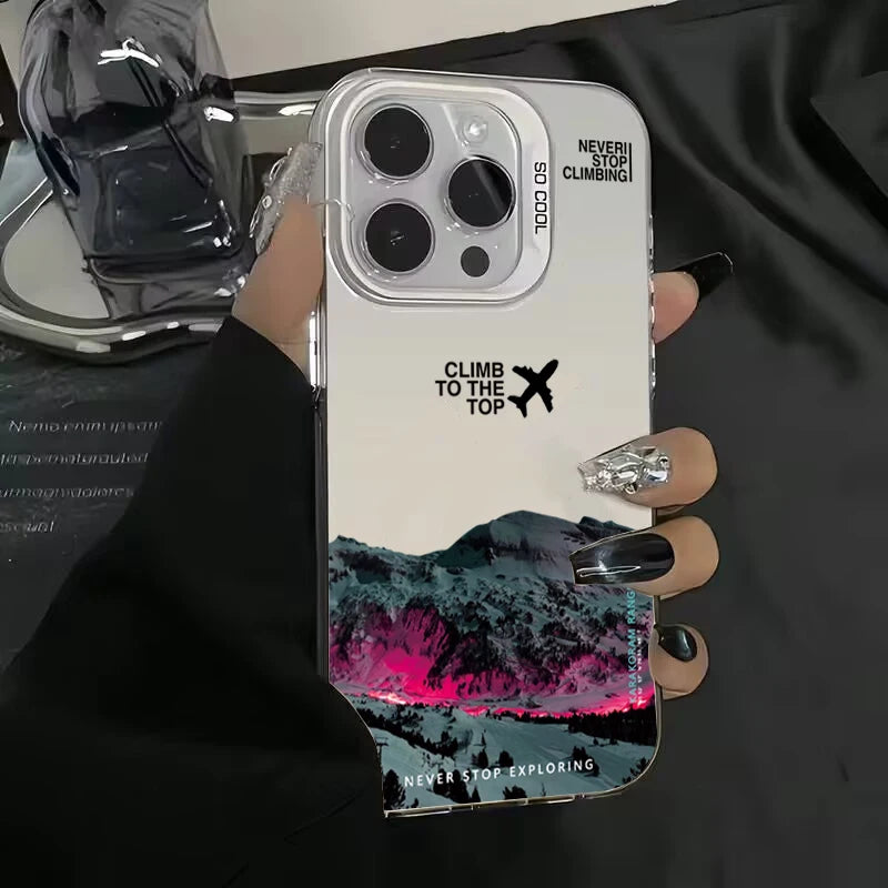 Mountain Peak Aircraft Phone Case for IPhone 17 16 14 15 11 12 13 Pro Max 16E 7 8 15 16 Plus 17 Air Shockproof Sunset IMD Cover