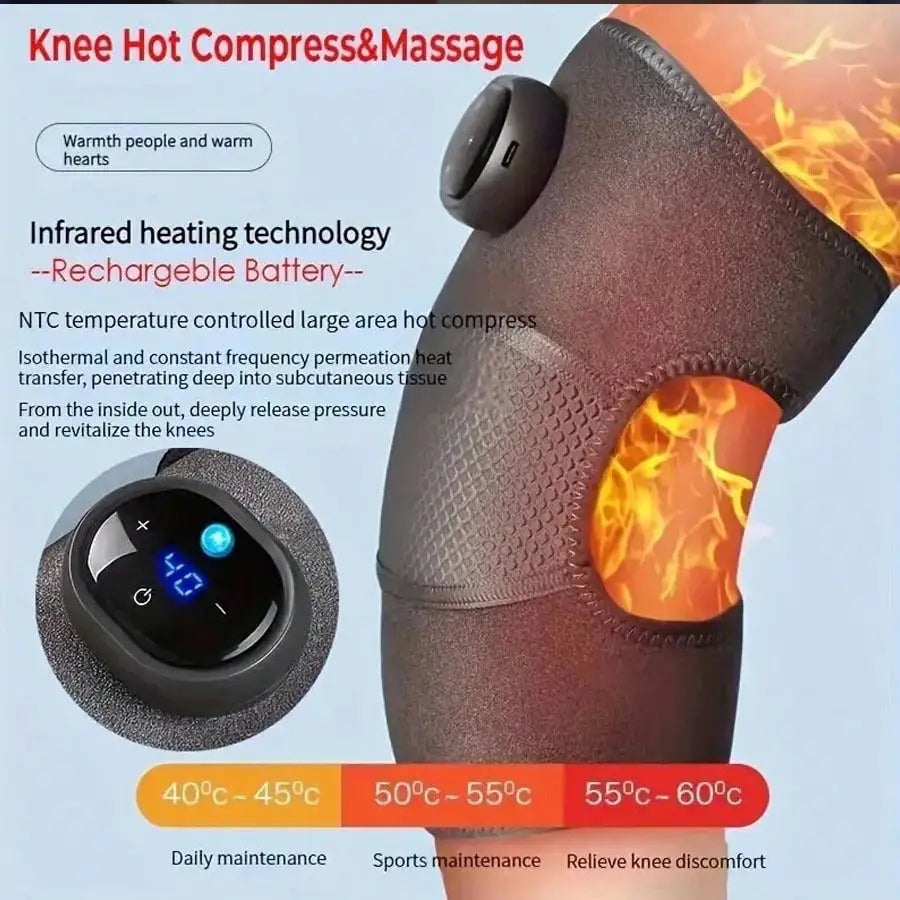 Heated Vibrating Knee Massage Pad with LED Display