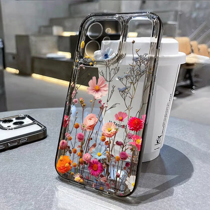 Flower Phone Case For iPhone 16 15 13 11 14 12 17 Pro Max 16E XS XR 7 8 Plus SE Shockproof Transparent Cover Silicone Soft Funda