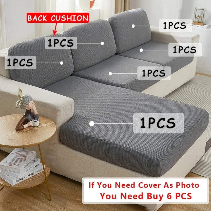 Waterproof Sofa Seat Cushion Cover Jacquard Polar Fleece Sofa Covers Elastic Removable Couch Cover Pets Kids Furniture Protector