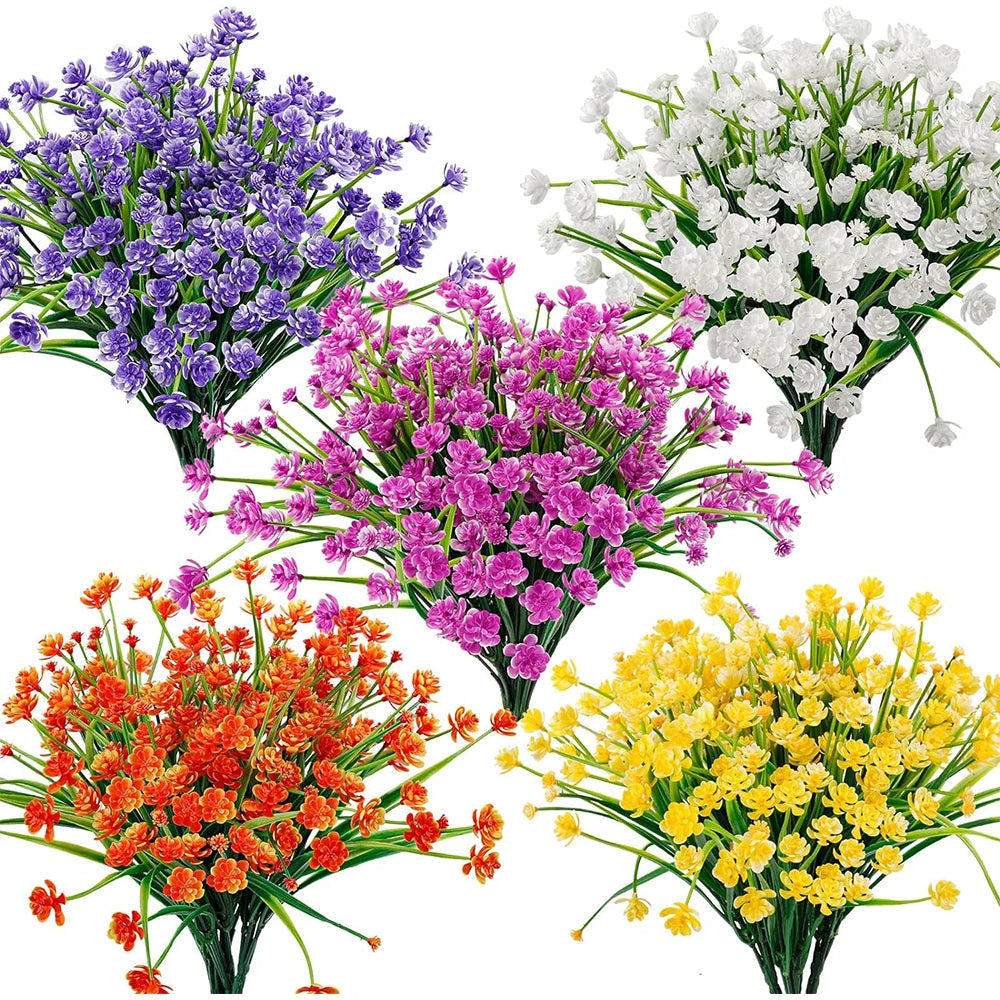 1/3 Bundle Artificial Flowers Outdoor Shrubs Plants UV Resistant Fake Flower Greenery for Office Kitchen Wedding Hotel Decor