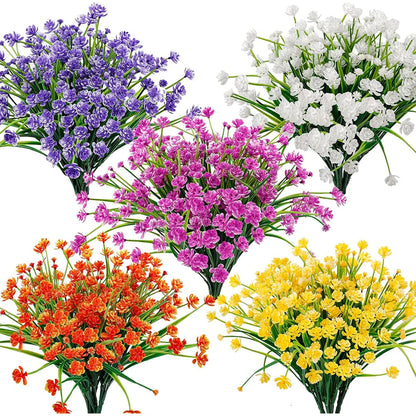 1/3 Bundle Artificial Flowers Outdoor Shrubs Plants UV Resistant Fake Flower Greenery for Office Kitchen Wedding Hotel Decor