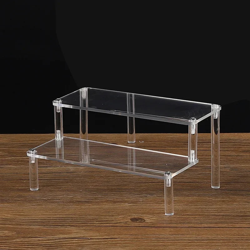 Black 1-5 Tier Acrylic Display Stand Clear Display Riser Rack for Cupcake Perfume Doll Décor Organizer Amiibo Funko POP Figures