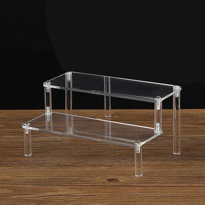Black 1-5 Tier Acrylic Display Stand Clear Display Riser Rack for Cupcake Perfume Doll Décor Organizer Amiibo Funko POP Figures