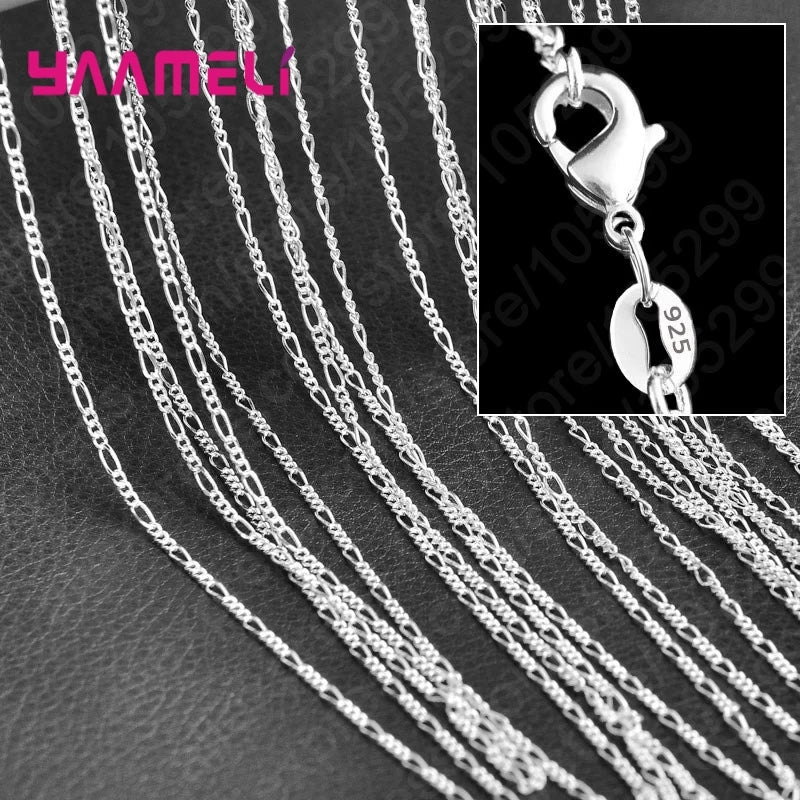 10PCS Wholesale Pure 925 Sterling Silver Charm Link Chain Necklace Jewelry with Strong Smooth Lobster Clasps 16-30 Inches