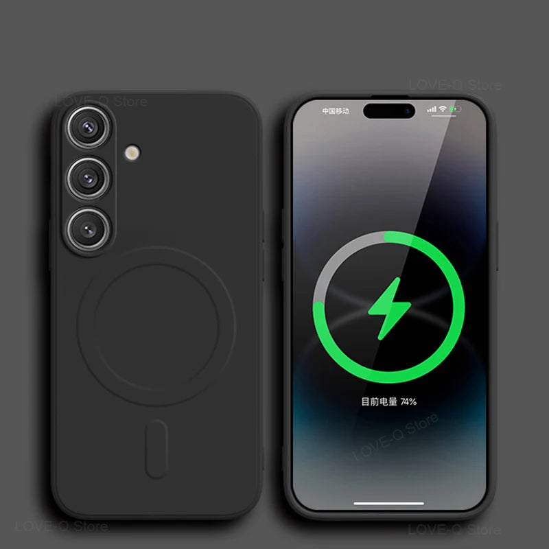 For Magsafe Magnetic Wireless Charge Case For Samsung Galaxy S25 S26 S24 S23 S 25 Ultra Plus FE Soft Cases Liquid Silicone Cover