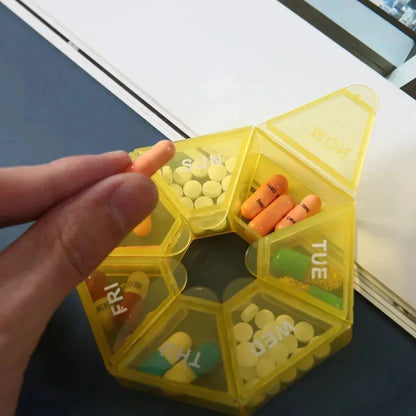 1/2/3Pcs A Week 7 Corners Pill Box Round 7 Boxes For One Week Small Pill Box Mini 7 Days Portable Points Medicine Jewelry Box