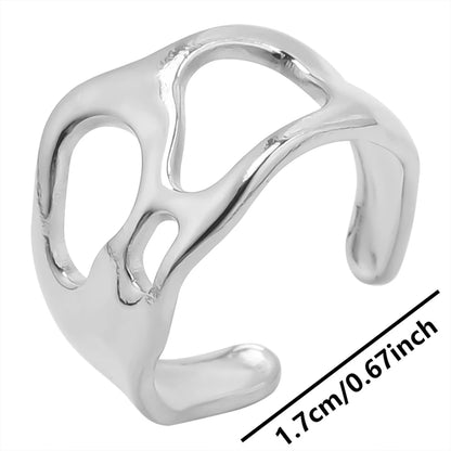 Stainless Steel Chunky Open Ring – Vintage Hollow Multi-Layer Design