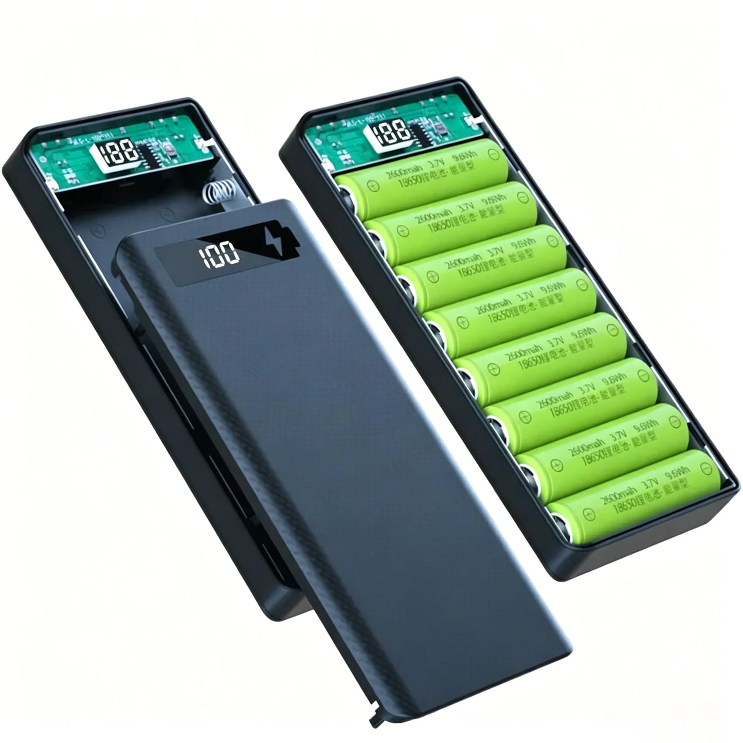 10 8 Slot 18650 Battery Holder DIY Shell Dual USB Type C Charger Powerbank Case Case for iPhone Xiaomi Battery Power Bank Case
