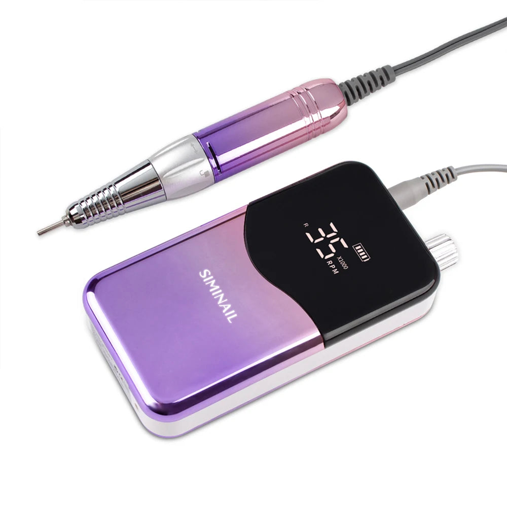 SIMINAIL Professional Nail Drill Machine 35000RPM Portable Electric Nail File Rechargeable Manicure Machine Set Efile Bit Kit