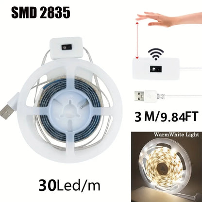 USB 60 LED Strip Lights DC 5V Smart Dimmer Gesture Sensor Switch Control Backlight Tape TV Lamp LED Lights for Room Home Decor