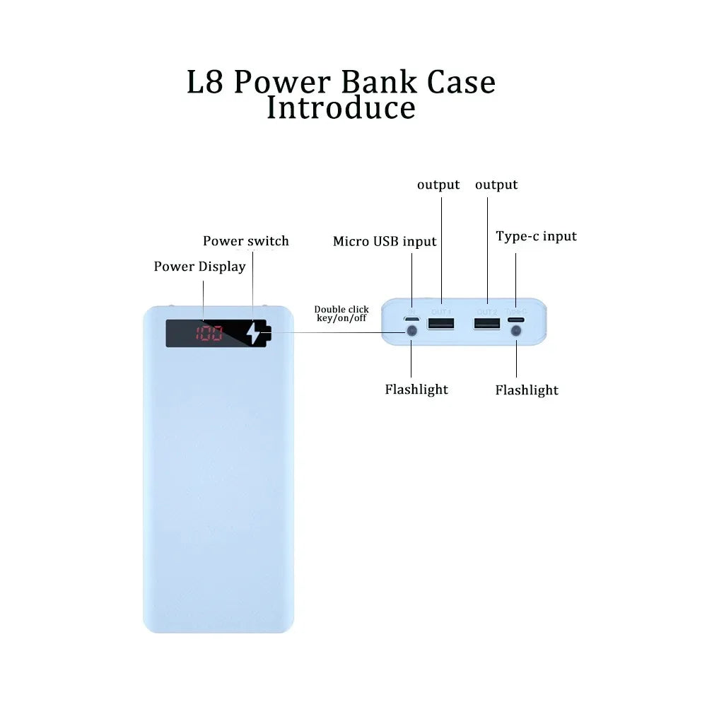 18650 Battery Holder DIY Shell Dual USB Type C Charge Powerbank Case for iPhone Xiaomi 18650 Battery Power Bank Case Storage Box