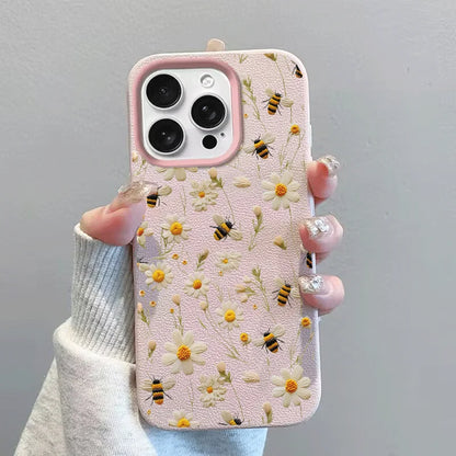 Phone Case For IPhone 17 Air 16E 11 12 14 13 15 16 17 Pro Max IPhone17 Cute Flowers Floral Love Heart Silicone Leather PU Cover