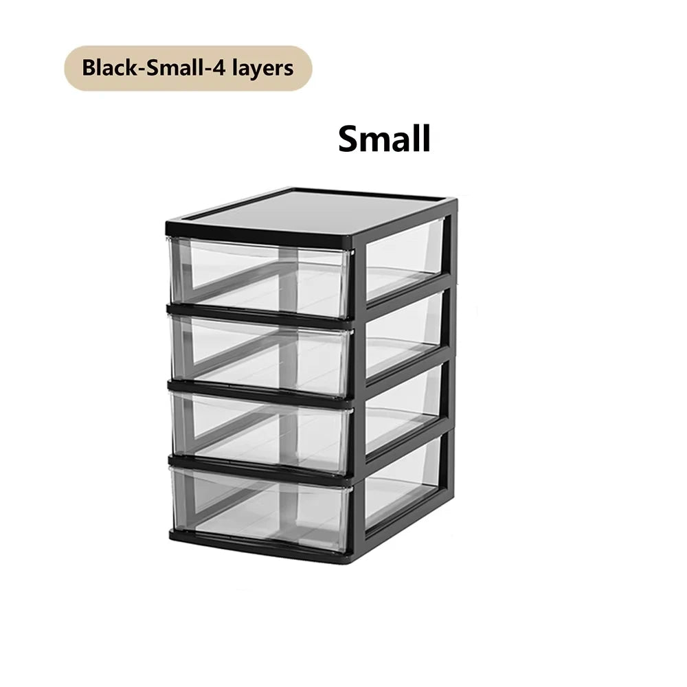 Clear Desktop Storage Box with Drawer Heightened Table Organizer Plastic Office Storage Cabinet for Stationery Cosmetics
