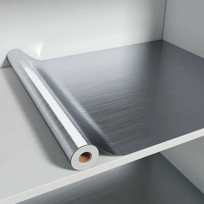 Decorative waterproof fireproof self-adhesive wallpaper 40cm brushed silver refrigerator living room kitchen countertop